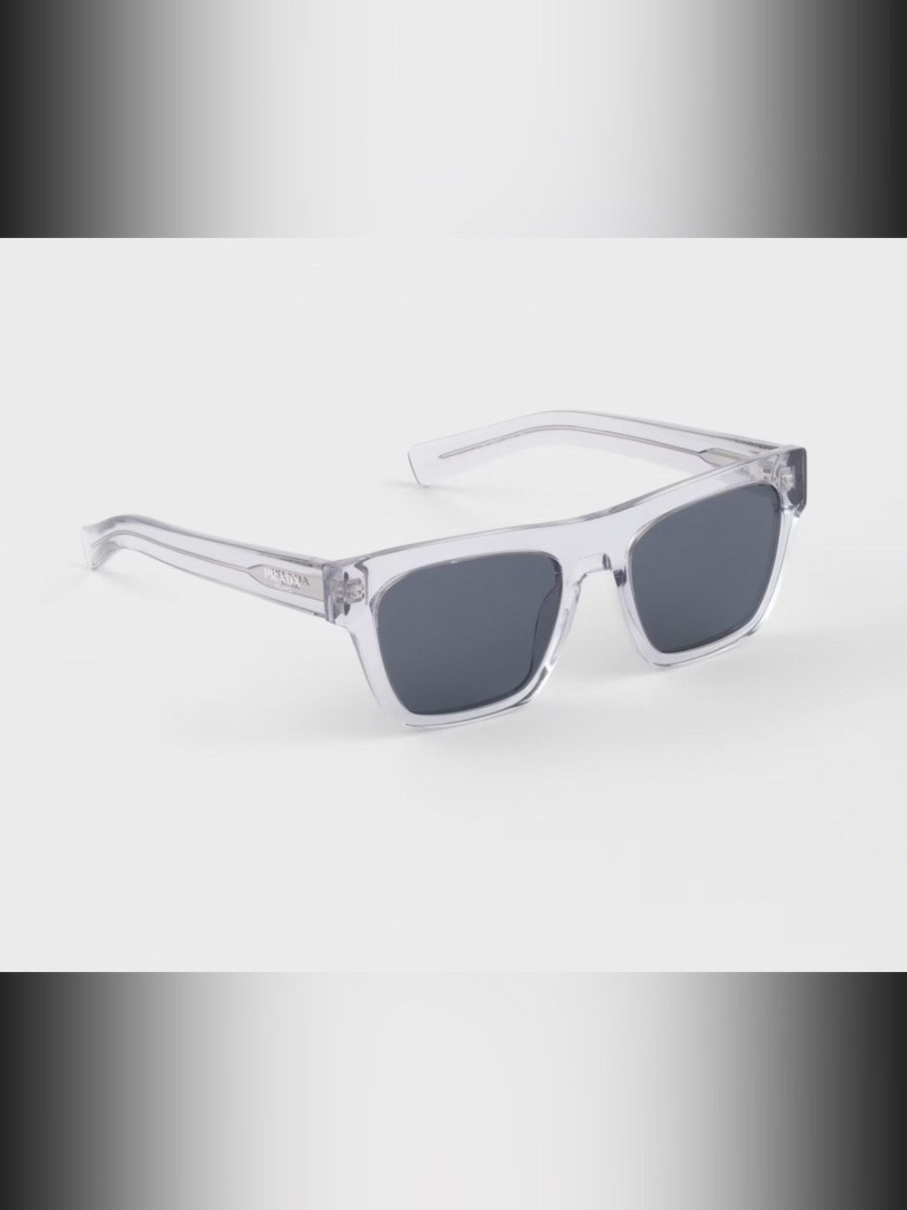 Prada Transparent Frame Sunglasses with Dark Gray Lenses